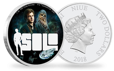 Monnaie de 2 Dollar en argent pur «Solo: A Star Wars Story» Niue 2018